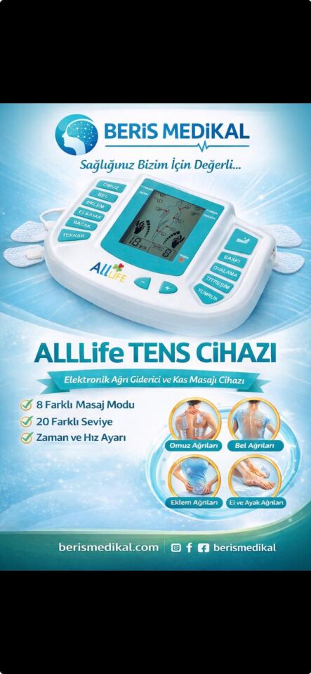 Allife 16 PEDLİ VE TERLİKLİ FİZİK TEDAVİ TENS CİHAZI MASAJ ALETİ (TÜRKÇE MENÜ)