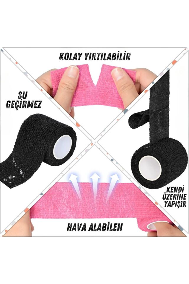 Siyah Renk Coban Bandajı Elastik Kendinden Yapışkanlı Coban Bandajı Yüksek Kalite ( 5 Cm*4,5m )