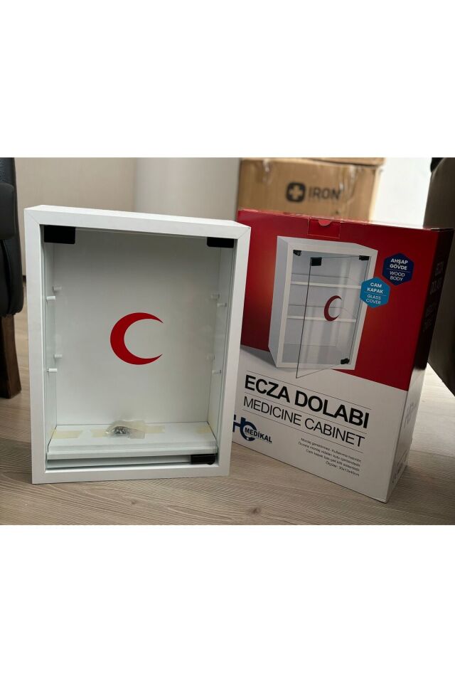 Ecza Dolabı Ahşap Gövde Cam Kapk