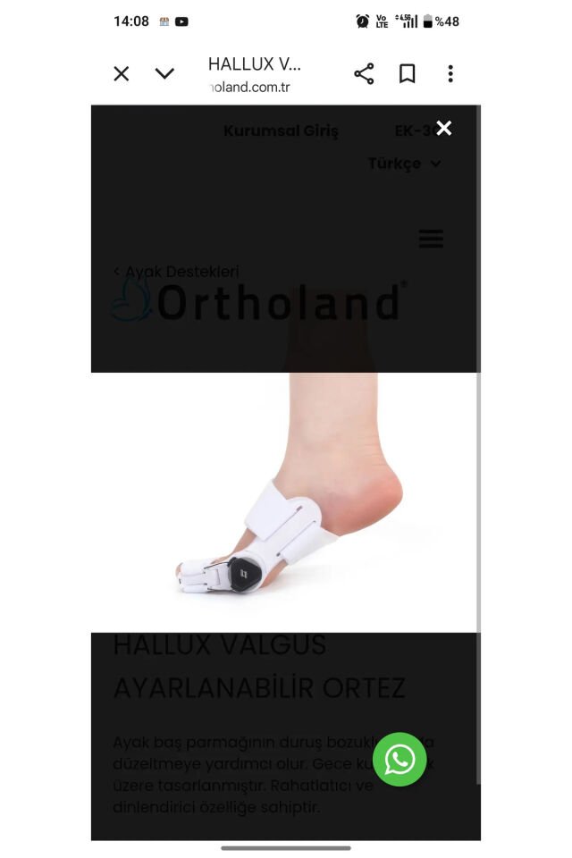 ortez-Ayarlı Ayak Baş Parmak Kemik Düz. Başparmak Eğriliği Düzeltme Halluks Valgus Aleti