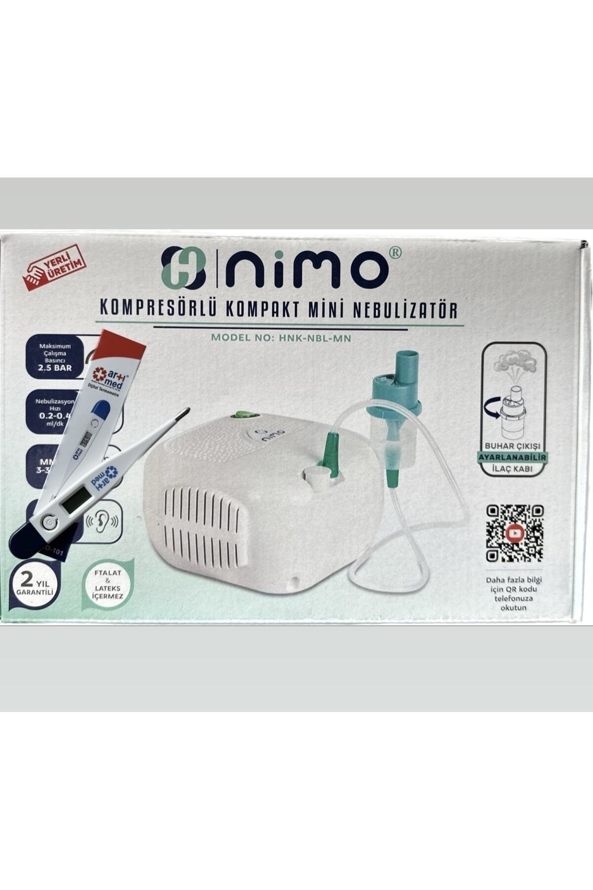 Ateş Ölçer Hediyeli Kompresörlü Compact Mini Nebülizatör (HNK-NBL-MN)