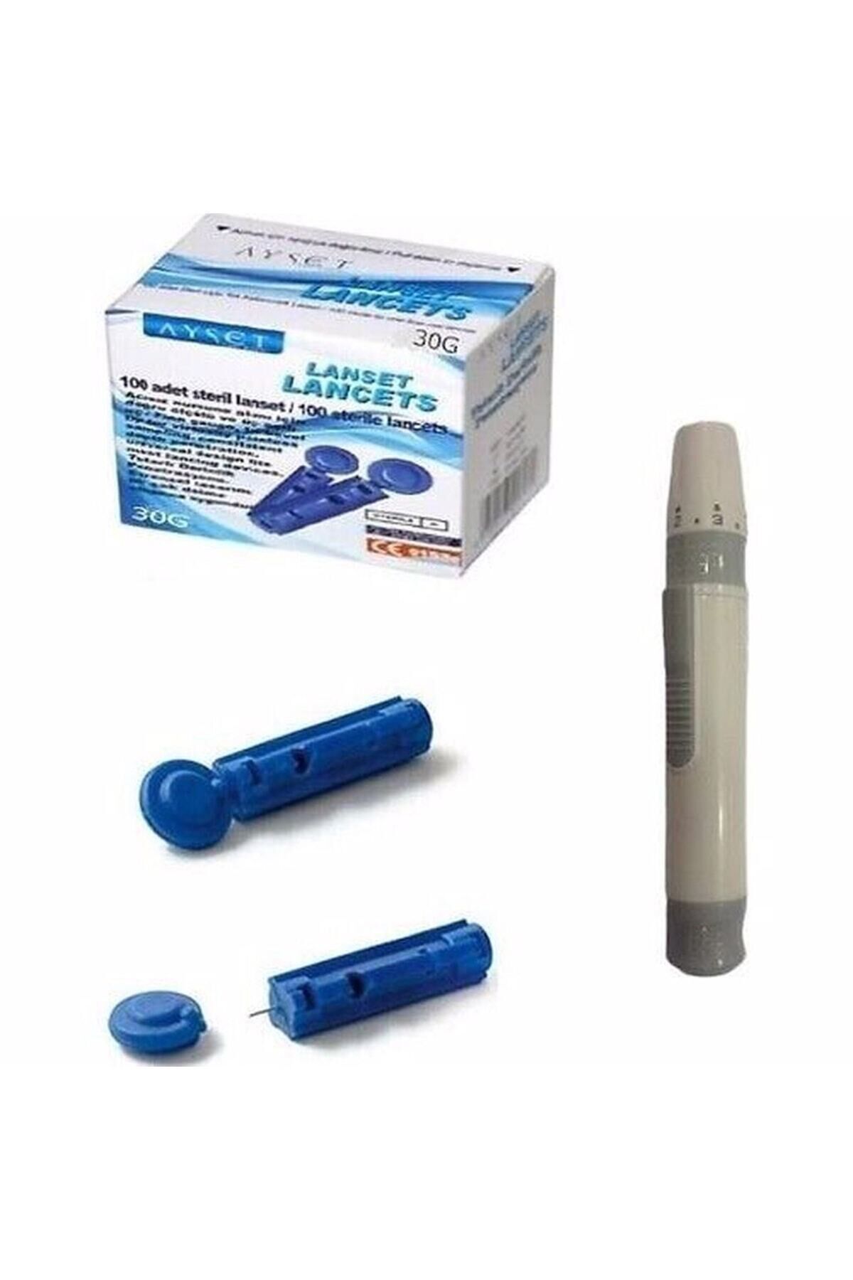Parmak Delme Kalemi Lanset Kalemi + 100 Adet Lanset
