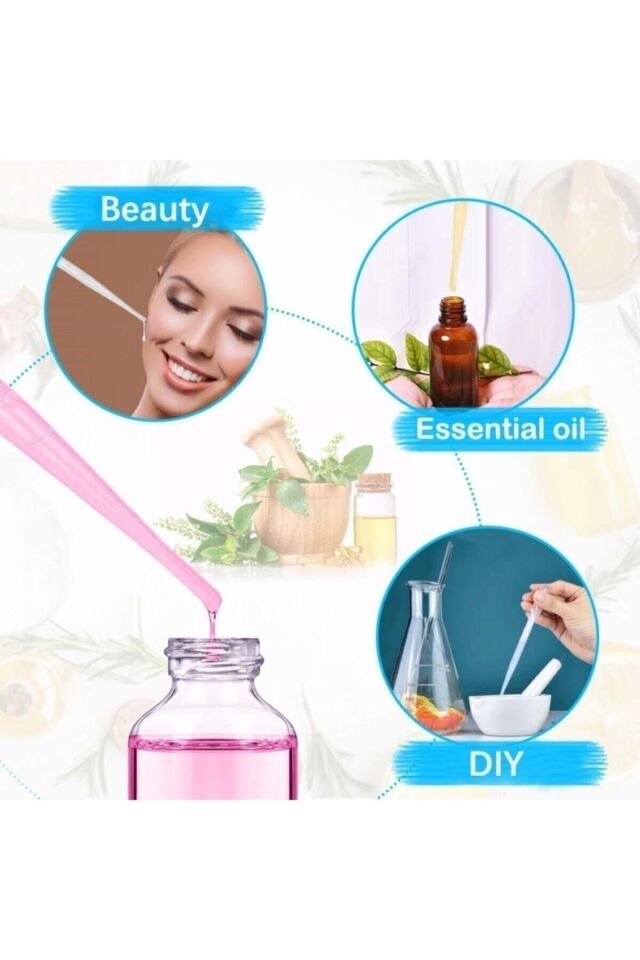 50 Adet 3ml Plastik Pastör Pipeti Alkano Taksimatlı Likit Pipeti Damlalık