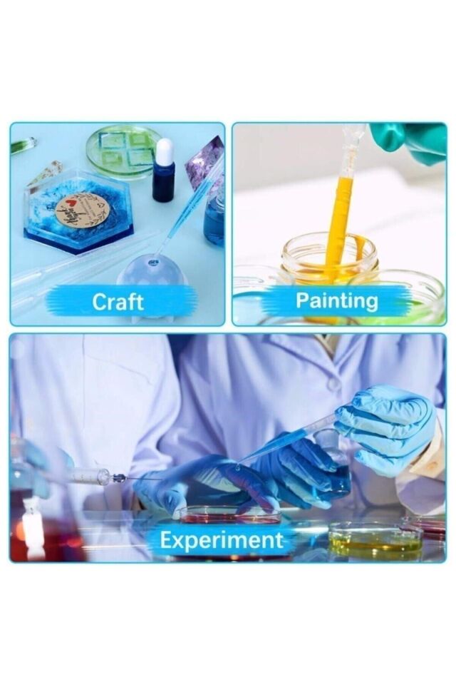 50 Adet 3ml Plastik Pastör Pipeti Alkano Taksimatlı Likit Pipeti Damlalık