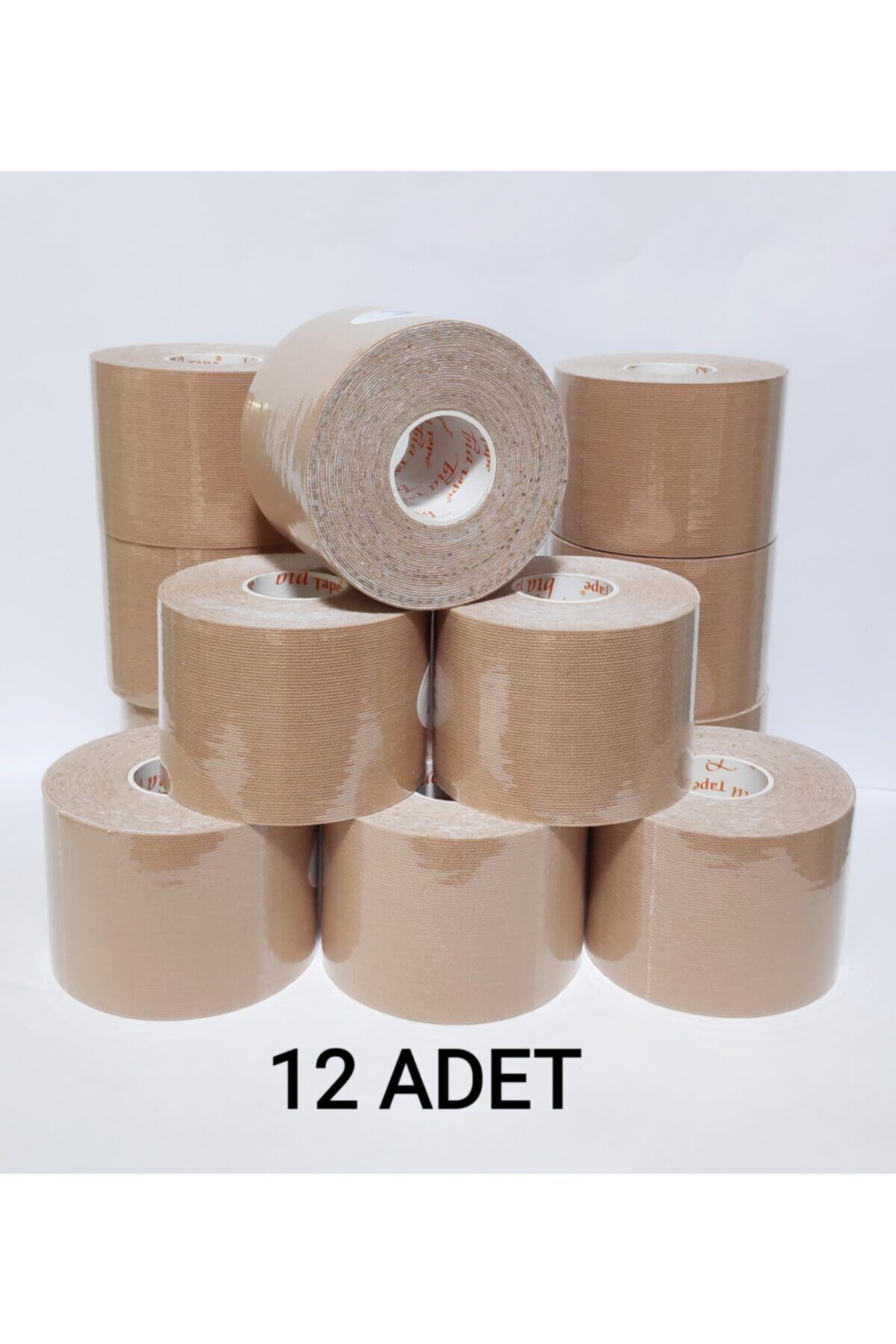 Kinesio 5 Cm X 5 M - Ten Rengi Sporcu Ağrı Bandı 12'li (pakette 12 Adet)