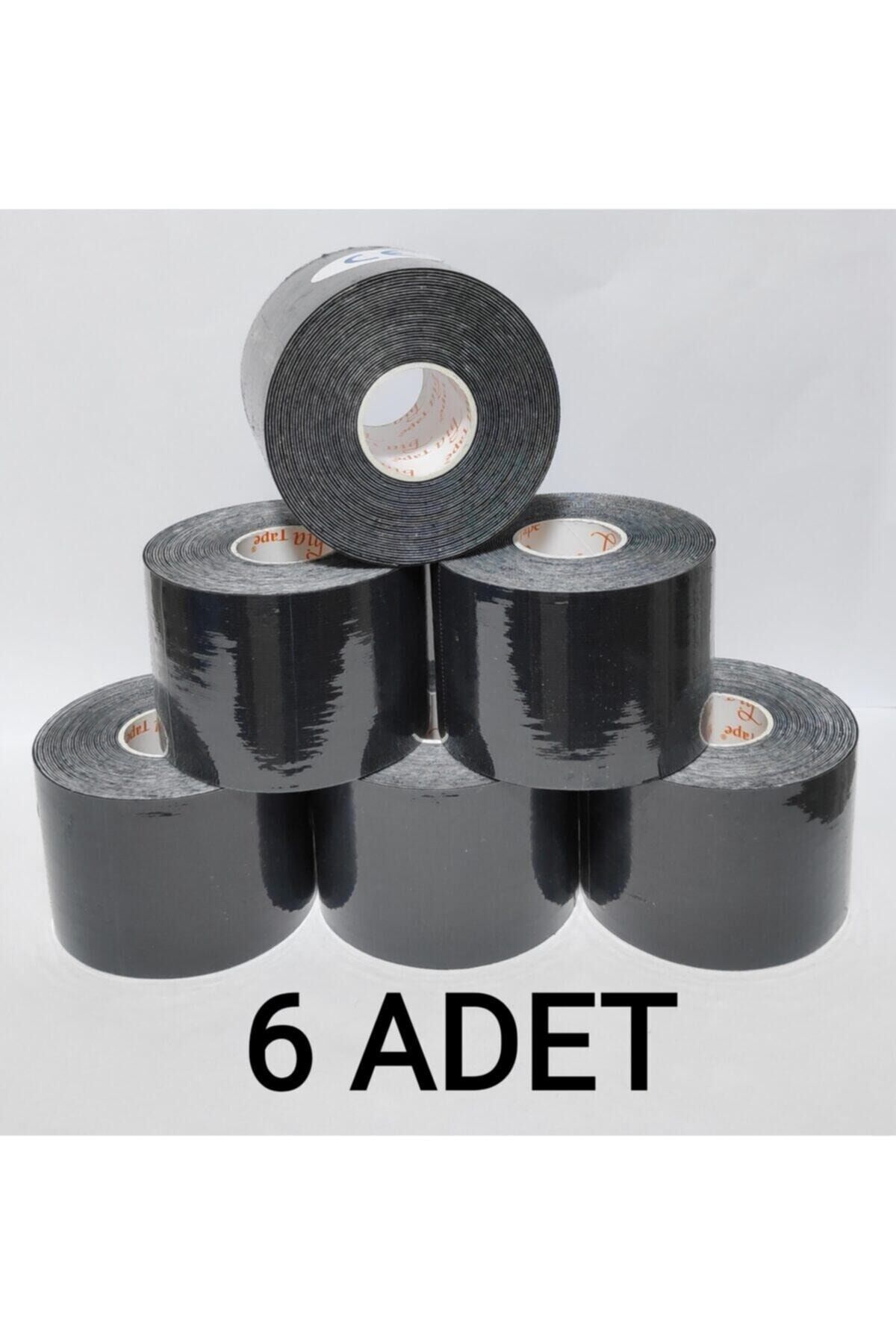 Bia Tape Kinesio 5 Cm X 5 M - Siyah Rengi Sporcu Ağrı Bandı 6'lı (pakette 6 Adet)